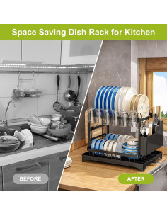 Escurridor de Platos MHEOMTME de Acero Inoxidable 2 Niveles 2