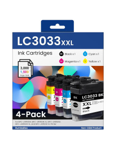 Cartuchos de Tinta RumbaRex LC3033 XXL Paquete de 4 - Negro, Cian, Magenta, Amarillo