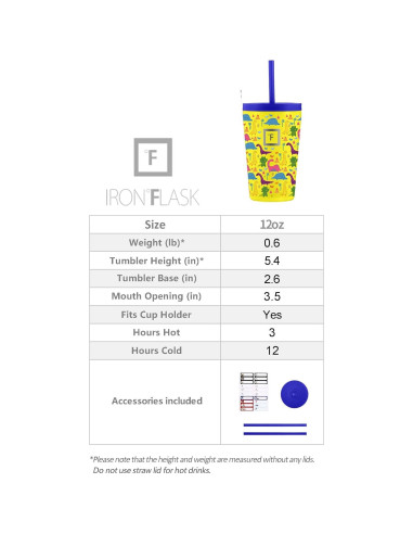 Taza Aislada IRON FLASK 12 oz Niños Unicornios