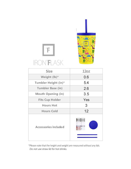 Taza Aislada IRON FLASK 12 oz Niños Unicornios