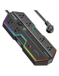 Regleta de Poder Green Box 6 Salidas 4000J USB RGB 20W