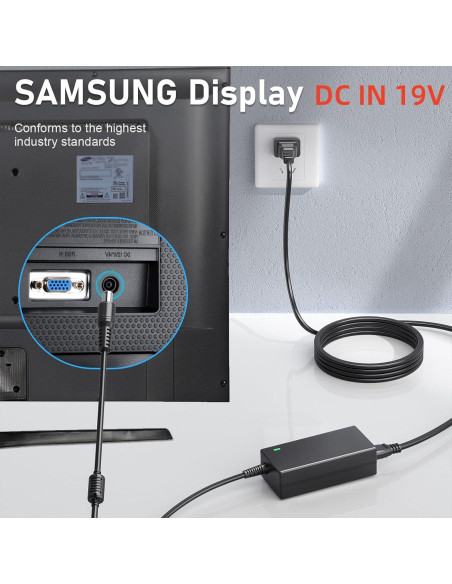 SoulBay Adaptador de Alimentación 19V 4A para Monitores Samsung