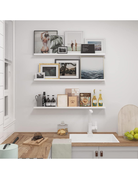 Estanterías Flotantes LAPTAIN 3 Piezas 120x12cm Blanco