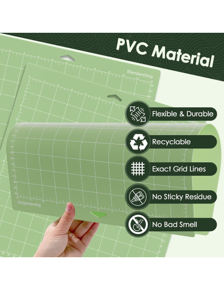 24 Alfombrillas de Corte Verdes EFOK 35.56x33.02 cm para Cricut