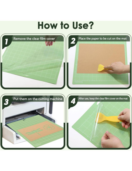 24 Alfombrillas de Corte Verdes EFOK 35.56x33.02 cm para Cricut