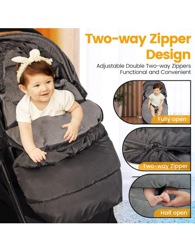 Saco de pies para cochecito Orzbow negro 90x48 cm invierno