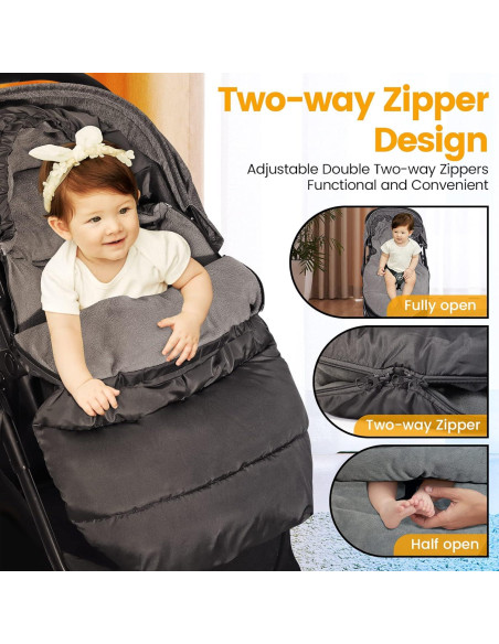 Saco de pies para cochecito Orzbow negro 90x48 cm invierno