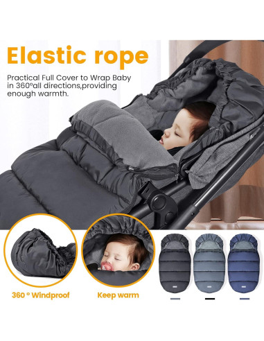 Saco de pies para cochecito Orzbow negro 90x48 cm invierno