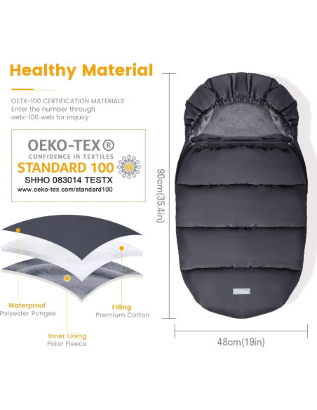 Saco de pies para cochecito Orzbow negro 90x48 cm invierno