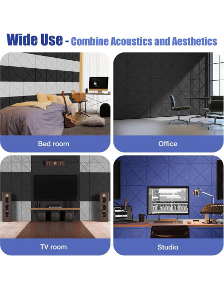 22 Paneles Acústicos Autoadhesivos Negro 30.48x30.48cm Aislantes