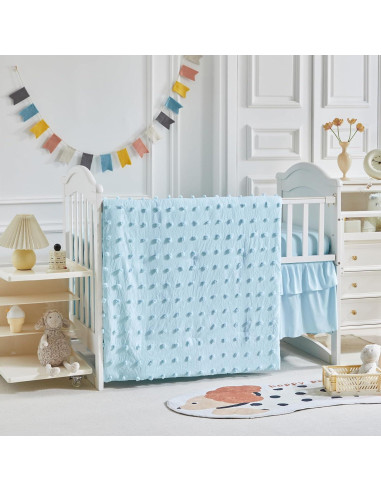 Juego de Ropa de Cuna 3 Piezas Uozzi Azul Boho Shabby Chic