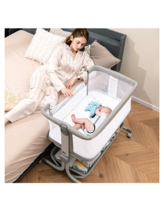 Cuna para Bebés INFANS 3 en 1 Lateral Ajustable Gris