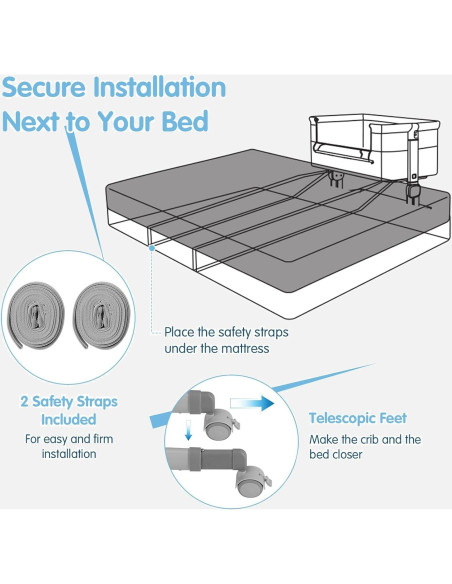 Cuna para Bebés INFANS 3 en 1 Lateral Ajustable Gris