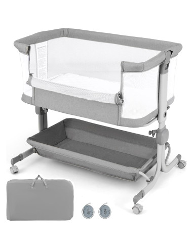 Cuna para Bebés INFANS 3 en 1 Lateral Ajustable Gris