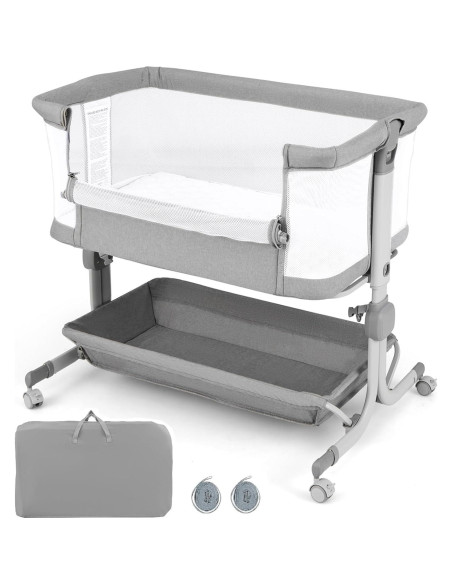 Cuna para Bebés INFANS 3 en 1 Lateral Ajustable Gris