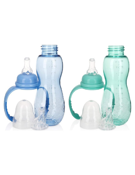 Botella Nuby 3 Etapas Tritan 295ml Azul Verde Sin Derrames