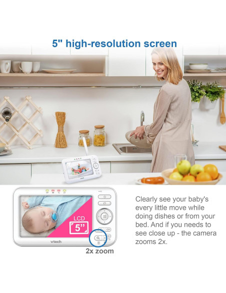 Monitor de Bebé VTech VM5463-2 5" 2 Cámaras Pan-Tilt-Zoom
