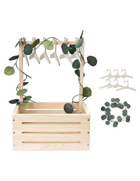 Caja de Madera GaliGali para Bebé con Perchas y Guirnalda