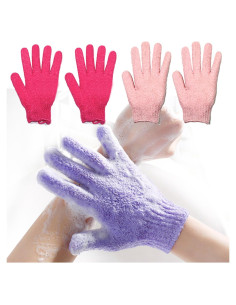 Guantes de Baño Exfoliantes Yeyimei 2 Pares Rojo y Rosa