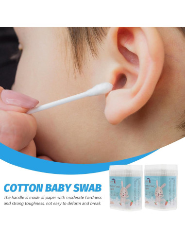 Bastones de Algodón NUOBESTY 400PCS Doble Punta para Bebés