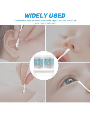 Bastones de Algodón NUOBESTY 400PCS Doble Punta para Bebés