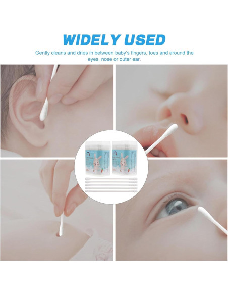 Bastones de Algodón NUOBESTY 400PCS Doble Punta para Bebés