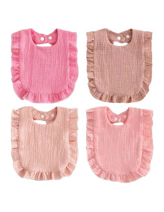 Baberos de Muselina PandaEar 4 Pack Algodón Ajustables Bebé