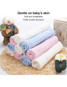 Paquete de 10 Paños de Muselina Arnzion 100% Algodón 6 Capas 2