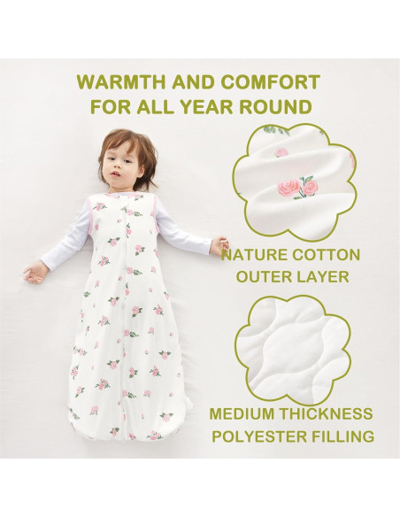 Saco de Sueño 1.5 TOG Algodón Orgánico para Bebé 6-18 Meses