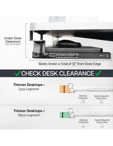 Bandeja de Teclado VIVO MOUNT-KB05EL con Luces LED RGB