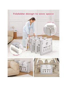 Parque Infantil Plegable Dripex 14 Paneles 1.52x1.52m Gris Blanco 2