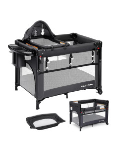 Cuna Lateral Ajustable ELEMARA 5 en 1, Gris, 0-3 Años