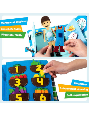 Libro Ocupado Montessori Adena para Niños 3 a 6 Años - Juguete Sensorial