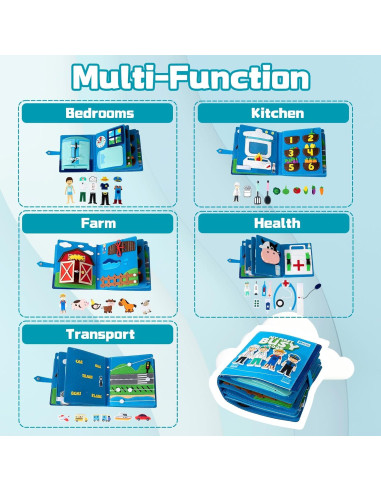 Libro Ocupado Montessori Adena para Niños 3 a 6 Años - Juguete Sensorial