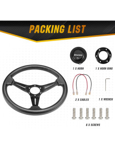 Volante de Carreras Spocoro 35cm Universal con Claxon Negro 2