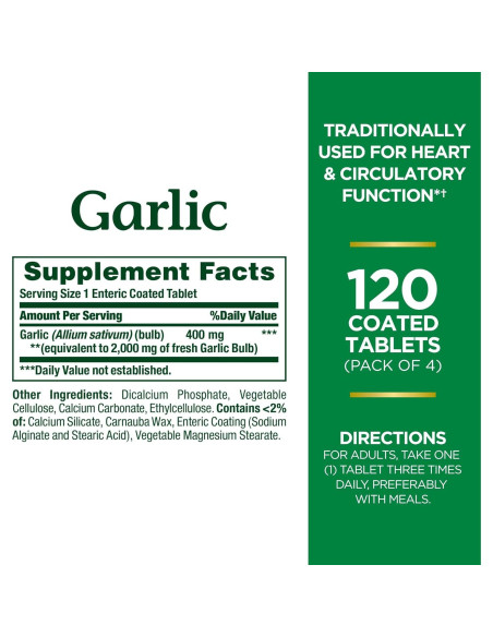 Tabletas de Ajo Nature's Bounty 2000 mg Sin Olor 120 Ct Tabletas de Ajo Nature's Bounty 2000 mg Sin Olor 120 Ct