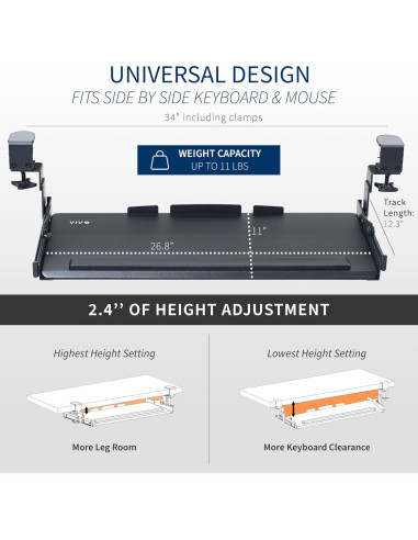 Bandeja de Teclado VIVO MOUNT-KB05HT Ajustable 68.6x27.9cm