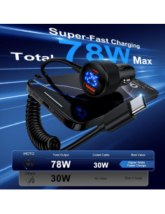 Cargador de coche 78W USB C Samsung con cable 3.3FT incorporado 2
