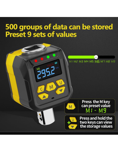 Llave de Torque Digital WAXTRON 1/2" 20-400 Nm Pantalla LCD