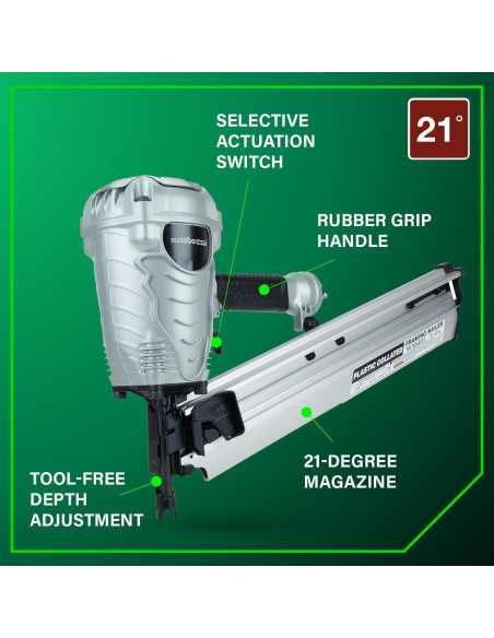 Clavadora de Estructura Metabo HPT NR90AES1 3.4 kg 5.1-8.9 cm