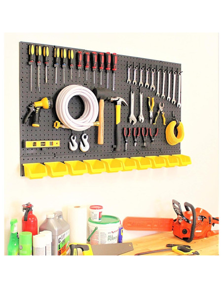 Organizador de Pared WallPeg 243.8cm con Ganchos y Contenedores