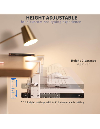 Bandeja de Teclado Ajustable VIVO MOUNT-KB05HW Blanca 27x11cm