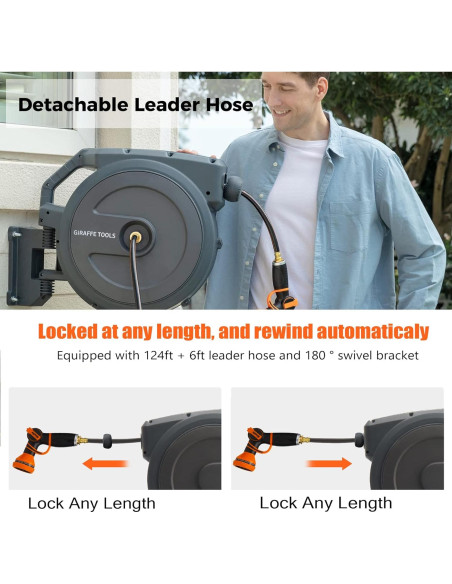 Carrete de Manguera Retráctil Giraffe Tools 5/8" x 27,4m