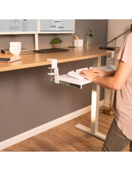 Bandeja de Teclado Ajustable VIVO MOUNT-KB05HW Blanca 27x11cm