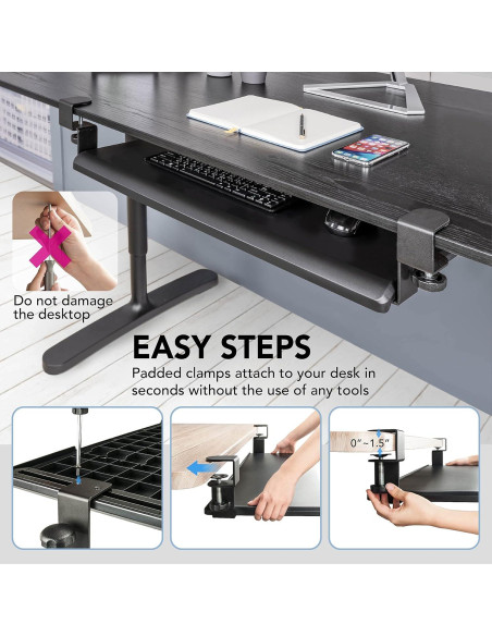 Bandeja de Teclado Ajustable EHO 70 x 31 cm Ergonómica