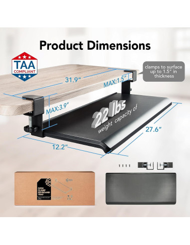 Bandeja de Teclado Ajustable EHO 70 x 31 cm Ergonómica