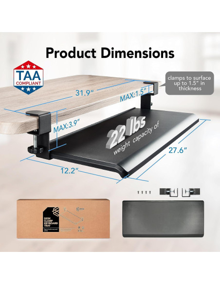 Bandeja de Teclado Ajustable EHO 70 x 31 cm Ergonómica