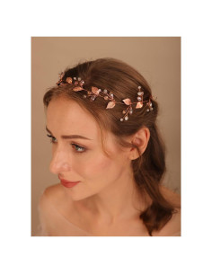 Diadema de Novia Vintage Oro Rosa Lenjicons con Rhinestones