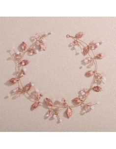 Diadema de Novia Vintage Oro Rosa Lenjicons con Rhinestones 2