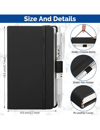 20 Cuadernos de Bolsillo A6 Laumoi Tapa Dura Negro 100gsm